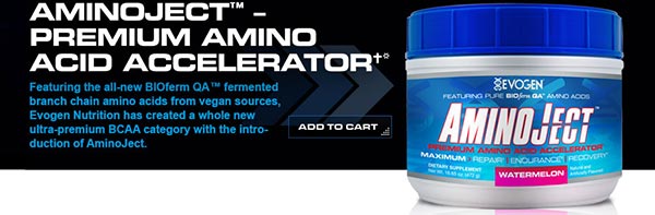 Le supplément aminoject riche en acides aminés à chaîne ramifiée, en minéraux et en glutamine stimule la récupération après des entraînements intenses et améliore les performances athlétiques, produit par evogen