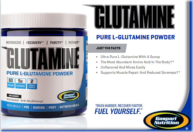 plus de croissance musculaire et une meilleure récupération avec gaspari glutamine
