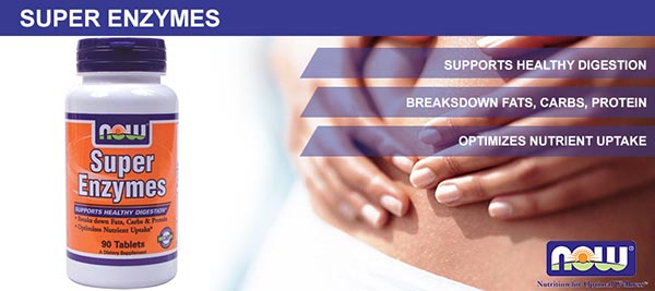 supplément de super enzymes à base d'enzymes digestives pour améliorer l'absorption des protéines produites par Now Foods