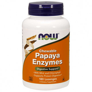 papaya enzymes 180 chewable now foods